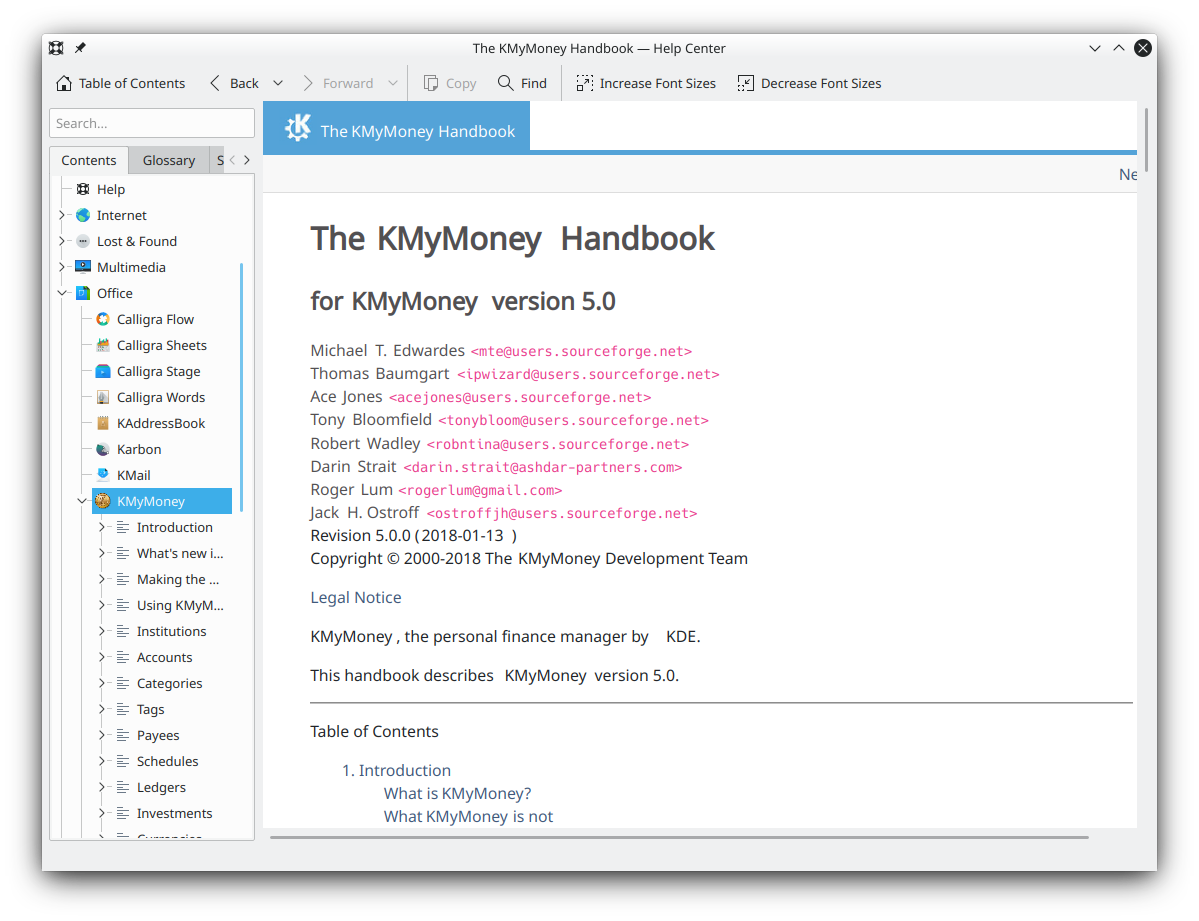 KMyMoney features reports and documentation
